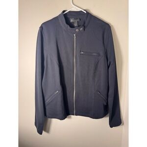 NWT Lane Bryant Womens Black Zipper Front Jacket Moto Style Size 18